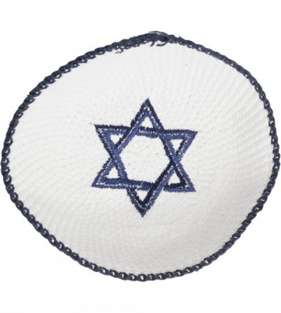 Skullies & Beanies Star of David Jewish KippahHatFor Men & Kids with Clip Beautifully Knitted - Blue & White - CA18809M5WS $9.34