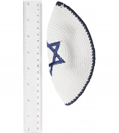 Skullies & Beanies Star of David Jewish KippahHatFor Men & Kids with Clip Beautifully Knitted - Blue & White - CA18809M5WS $9.34