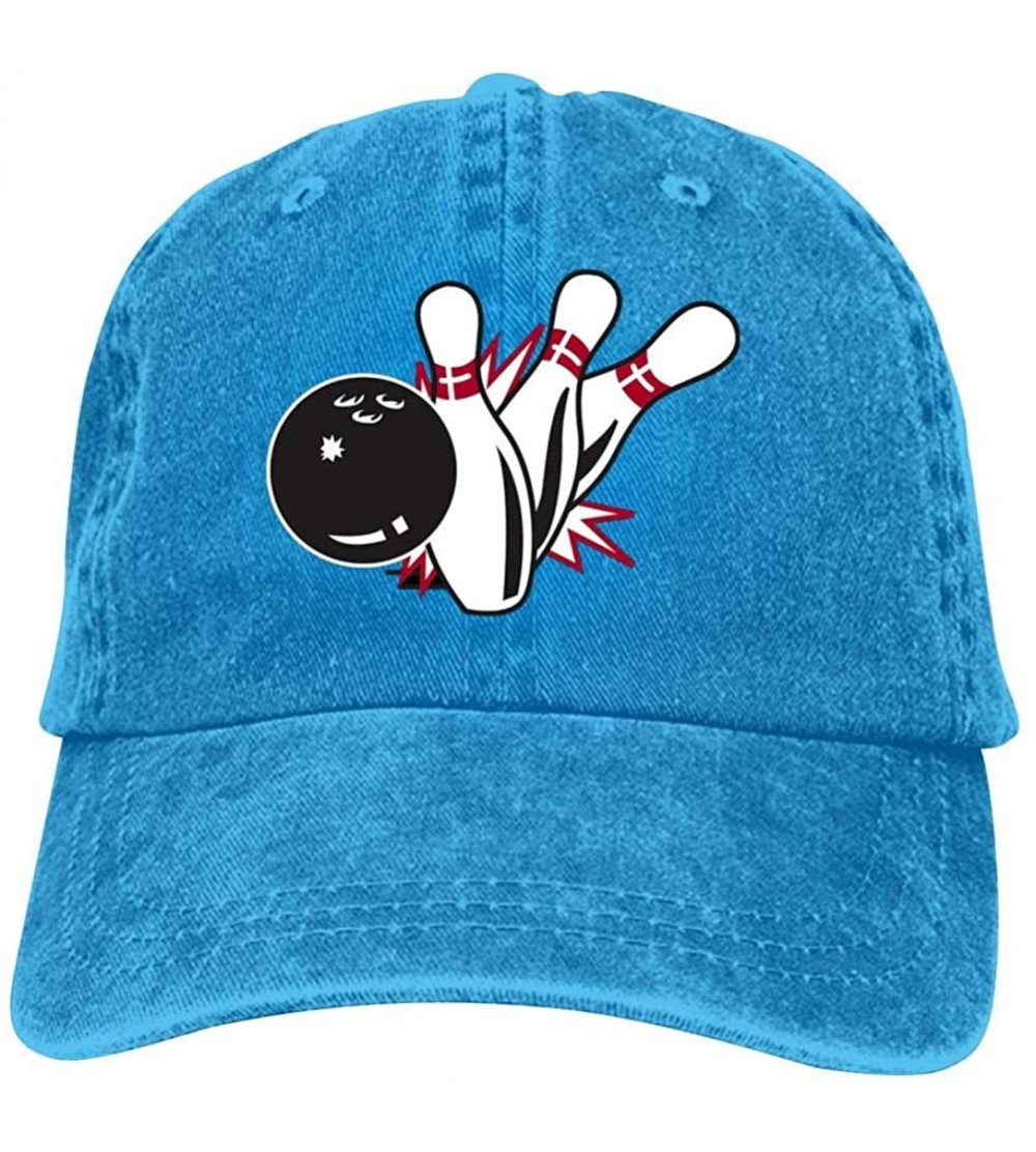 Baseball Caps Bowling Unisex Vintage Adjustable Cotton Baseball Cap Denim Dad Hat Cowboy Hat - Blue - CP18NYCZ75X $17.80