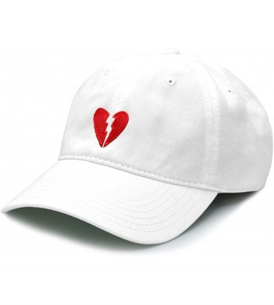 Baseball Caps Mens Embroidered Adjustable Dad Hat - Red Broken Heart Embroidered (White) - CM1936CKG2M $45.34