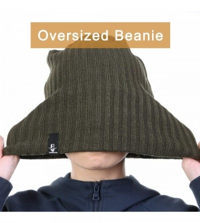 Skullies & Beanies Mens Slouchy Beanie Oversized Long Knit Hat Summer Winter Cap - Green - CG18YCUZRGD $9.85