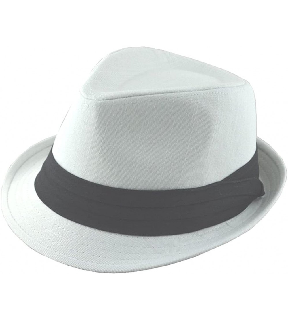 Fedoras White Cotton Fedora Black Band-l/xl - CO11UD2DHEN $20.16