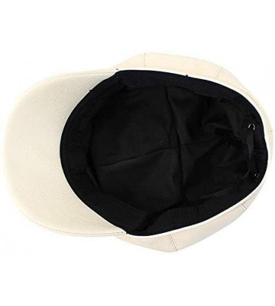 Berets Women Fuax Leather Winter Beret Beanie Hat Unisex Artist Vintage Newsboy Cabbie Cap - White - CZ1895WA9HZ $7.34