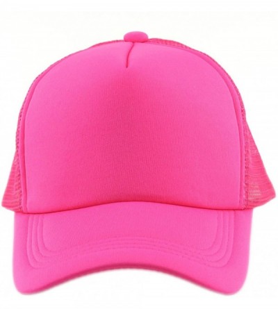 Baseball Caps Blank Mesh Adjustable Snapback Cotton 6-Panel Trucker Hat Cap - Neon Pink - C111LZX43AP $9.72