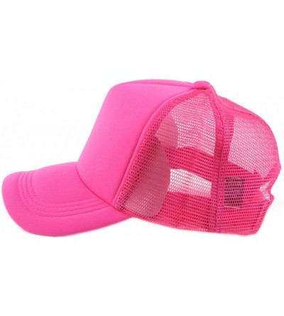 Baseball Caps Blank Mesh Adjustable Snapback Cotton 6-Panel Trucker Hat Cap - Neon Pink - C111LZX43AP $9.72