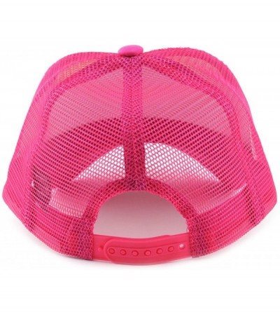 Baseball Caps Blank Mesh Adjustable Snapback Cotton 6-Panel Trucker Hat Cap - Neon Pink - C111LZX43AP $9.72