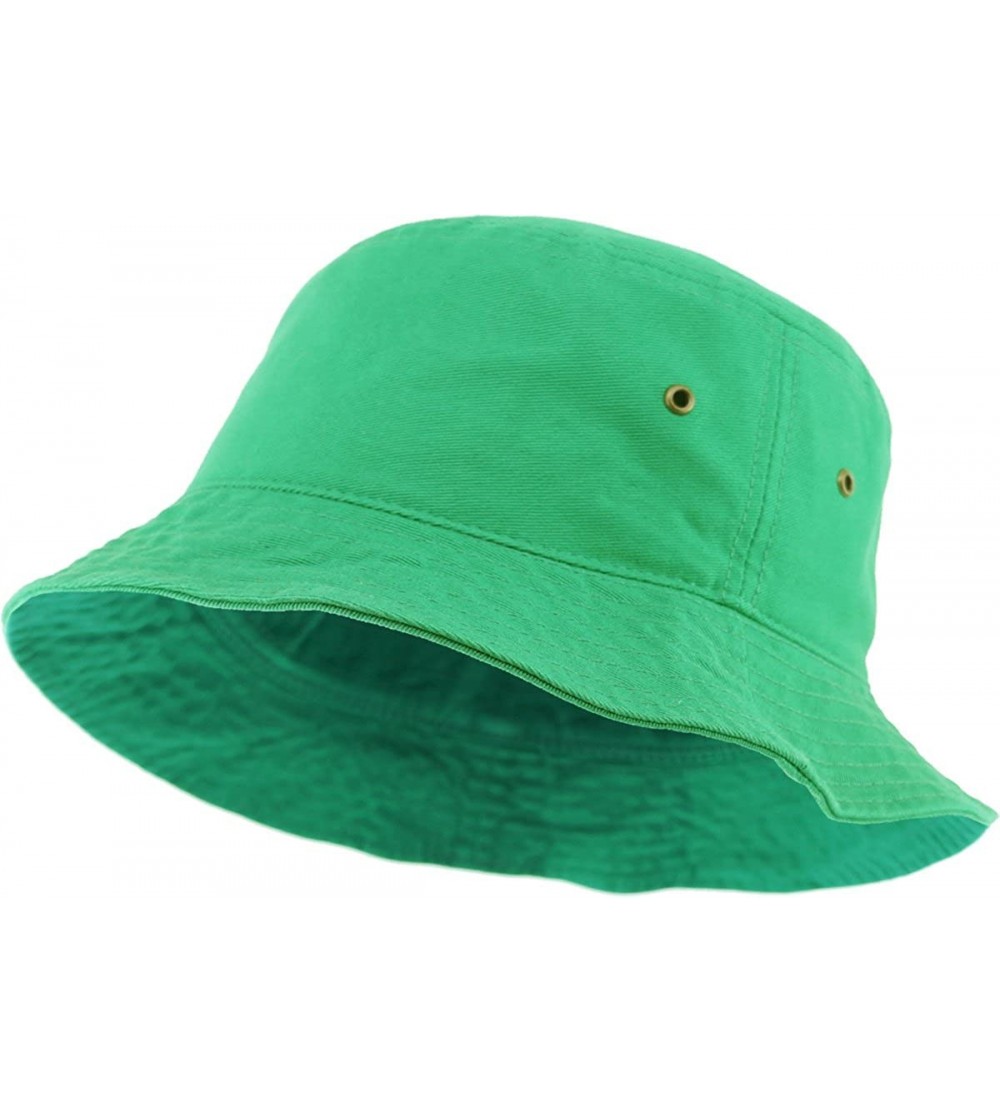 Bucket Hats Unisex Washed Cotton Bucket Hat Summer Outdoor Cap - (1. Bucket Classic) Kelly Green - CN19489KGOH $8.02