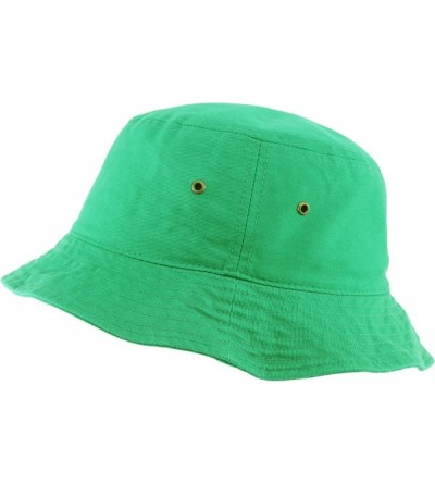 Bucket Hats Unisex Washed Cotton Bucket Hat Summer Outdoor Cap - (1. Bucket Classic) Kelly Green - CN19489KGOH $8.02