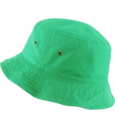 Bucket Hats Unisex Washed Cotton Bucket Hat Summer Outdoor Cap - (1. Bucket Classic) Kelly Green - CN19489KGOH $8.02