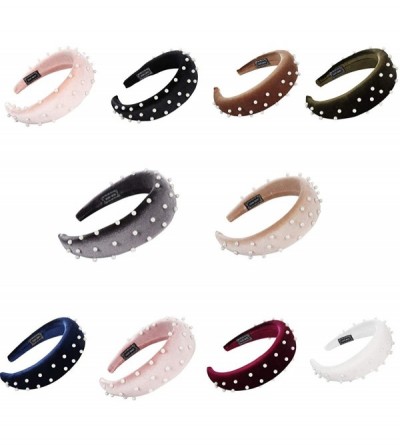 Headbands Headband Sponge Velvet Beading Hairband Women Hair Head Hoop Hair Accessories - Khaki - CS18U3Z0S2H $6.70