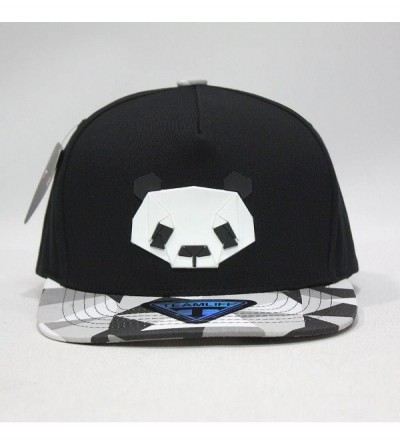 Baseball Caps Animal Embroidered/Sculpture Flat Brim Adjustable Snapback Cap (Dog- Cat- Bear-Panda- Penguin) - Panda Black - ...