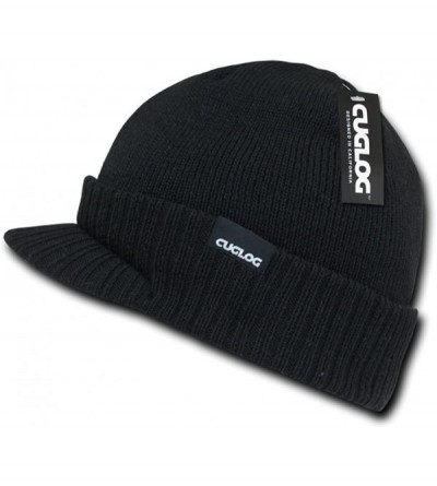 Skullies & Beanies All Black Beanie Visor Knit Hat Cap - CL11BC5JMPN $19.48