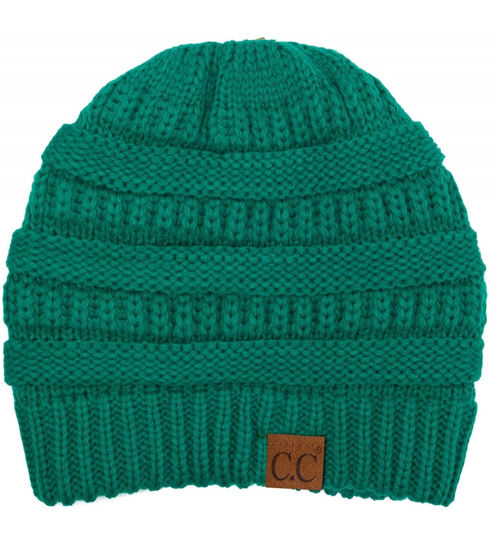 Skullies & Beanies Women's Thick Soft Knit Beanie Cap Hat - Sea Green - CF192LTQRMC $9.54