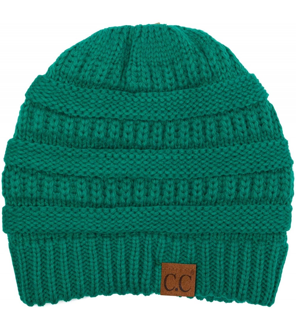Skullies & Beanies Women's Thick Soft Knit Beanie Cap Hat - Sea Green - CF192LTQRMC $9.54