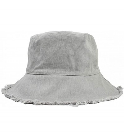 Sun Hats Women Distressed-Washed Bucket-Hat Sun-Protection - Summer Wide-Brim Summer Beach Cap - Grey - C61972EQRXS $13.38