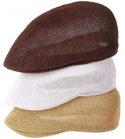 Newsboy Caps Men's Summer Breathable Mesh Hat Newsboy Beret Ivy Cap Flat Cap Driving Hat Sun Hat - White - CK18444I4OU $14.28
