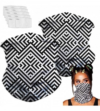 Balaclavas Bandanas Balaclava Neck Gaiter with Carbon Filter- UV Protection Face Cover for Hot Summer - Black White Maze - CK...