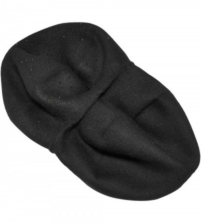 Berets Womens French Beret hat- Reversible Solid Color Cashmere Mosaic Warm Beret Cap for Girls - Black - CS18WDMRHT4 $12.84