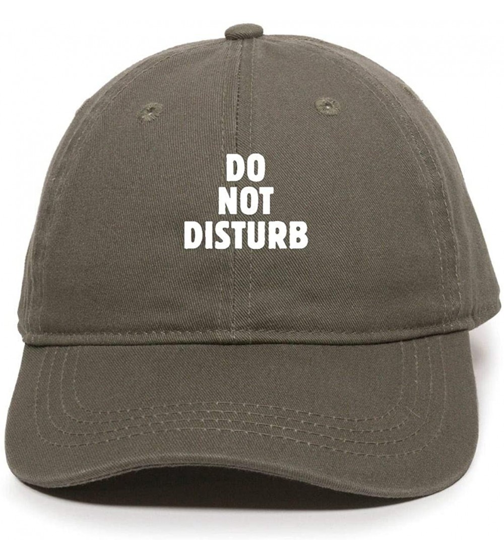 Baseball Caps Do Not Disturb Baseball Cap Embroidered Cotton Adjustable Dad Hat - Olive - CJ18YZ0NRCD $13.54