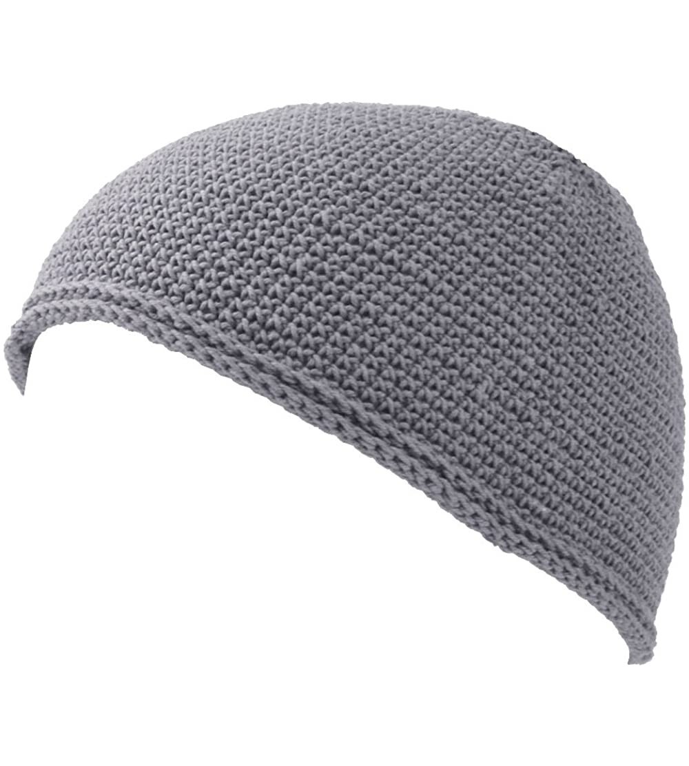 Skullies & Beanies Kufi Hat Mens Beanie - Cap for Men Cotton Hand Made 2 Sizes by Casualbox - Gray - CK116HUIV5Z $14.39