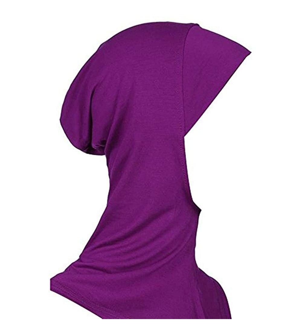 Balaclavas Soft Muslim Hijab Scarf Neck Head Bonnet Cap Hijab Underscarf Comfortable - Purple - C718CG7MDX0 $8.56