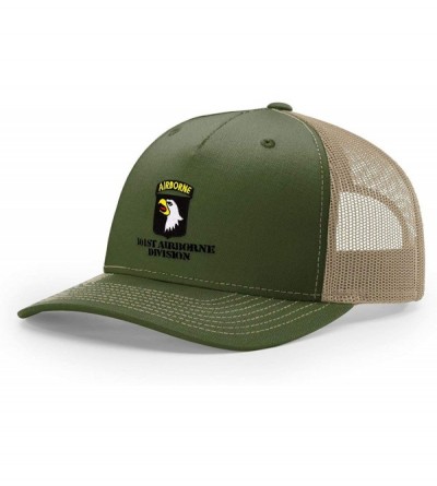 Baseball Caps Army 101st Airborne Division Embroidered Richardson Hat - 112fp Olive/Tan Trucker - C818SW6M4ND $46.32