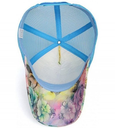 Baseball Caps Snapback Baseball Cap Floral Perforated Ball Caps Golf Hats Summer Mesh Hat for Women Teens Girls - Blue - CL18...