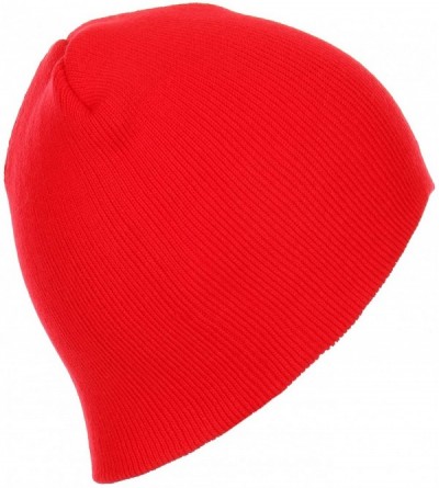 Skullies & Beanies Thick Plain Knit Beanie Slouchy Cuff Toboggan Daily Hat Soft Unisex Solid Skull Cap - Red - CK188Z89MAZ $1...