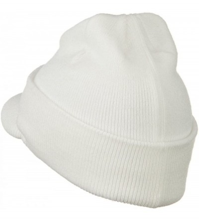 Skullies & Beanies Cuff Knitted Beanie with Visor Bill - White - C7110A3VX95 $12.58