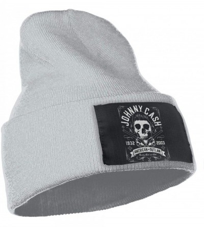 Skullies & Beanies Mens & Womens Johnny Cash Skull Beanie Hats Winter Knitted Caps Soft Warm Ski Hat Black - Gray - C718ZDQTR...