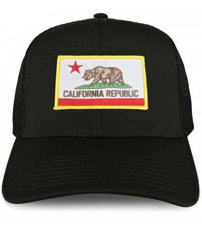 Baseball Caps XXL Oversize California Flag Iron On Patch Mesh Back Trucker Baseball Cap - Black - CW1804DESL9 $27.74