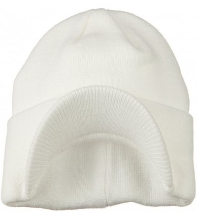 Skullies & Beanies Cuff Knitted Beanie with Visor Bill - White - C7110A3VX95 $12.58