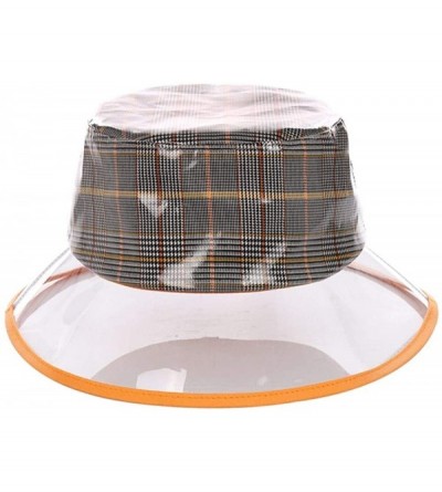 Bucket Hats Clear PVC Bucket Hat Vinyl Rain Hat Designer Style - Orange - C218SSEA6Z5 $15.07