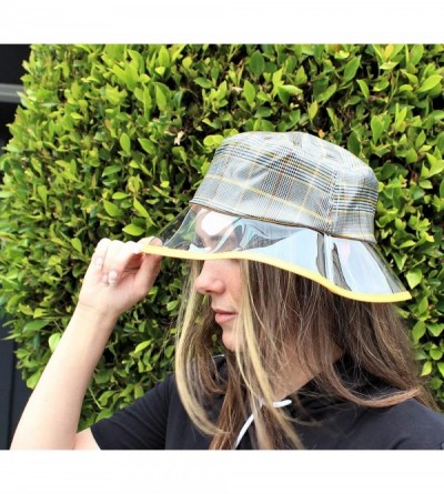 Bucket Hats Clear PVC Bucket Hat Vinyl Rain Hat Designer Style - Orange - C218SSEA6Z5 $15.07