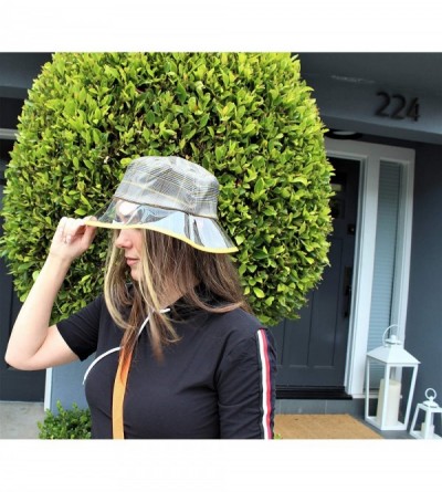 Bucket Hats Clear PVC Bucket Hat Vinyl Rain Hat Designer Style - Orange - C218SSEA6Z5 $15.07