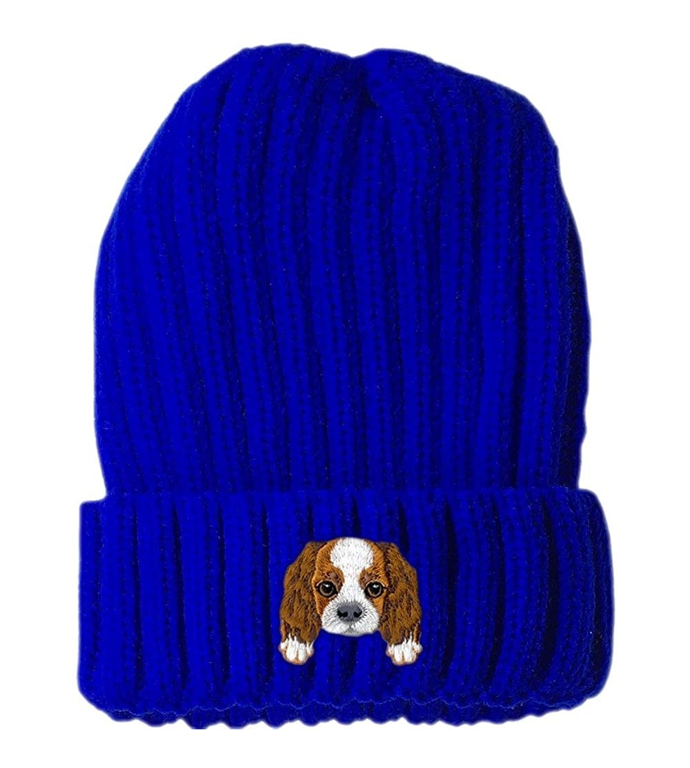 Skullies & Beanies [ Cavalier King Charles Spaniel ] Cute Embroidered Puppy Dog Warm Knit Fleece Winter Beanie Skull Cap - Bl...