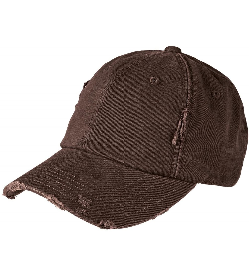 Baseball Caps Men's Distressed Cap - Chocolate Brown - CB11QDS7SZP $10.04