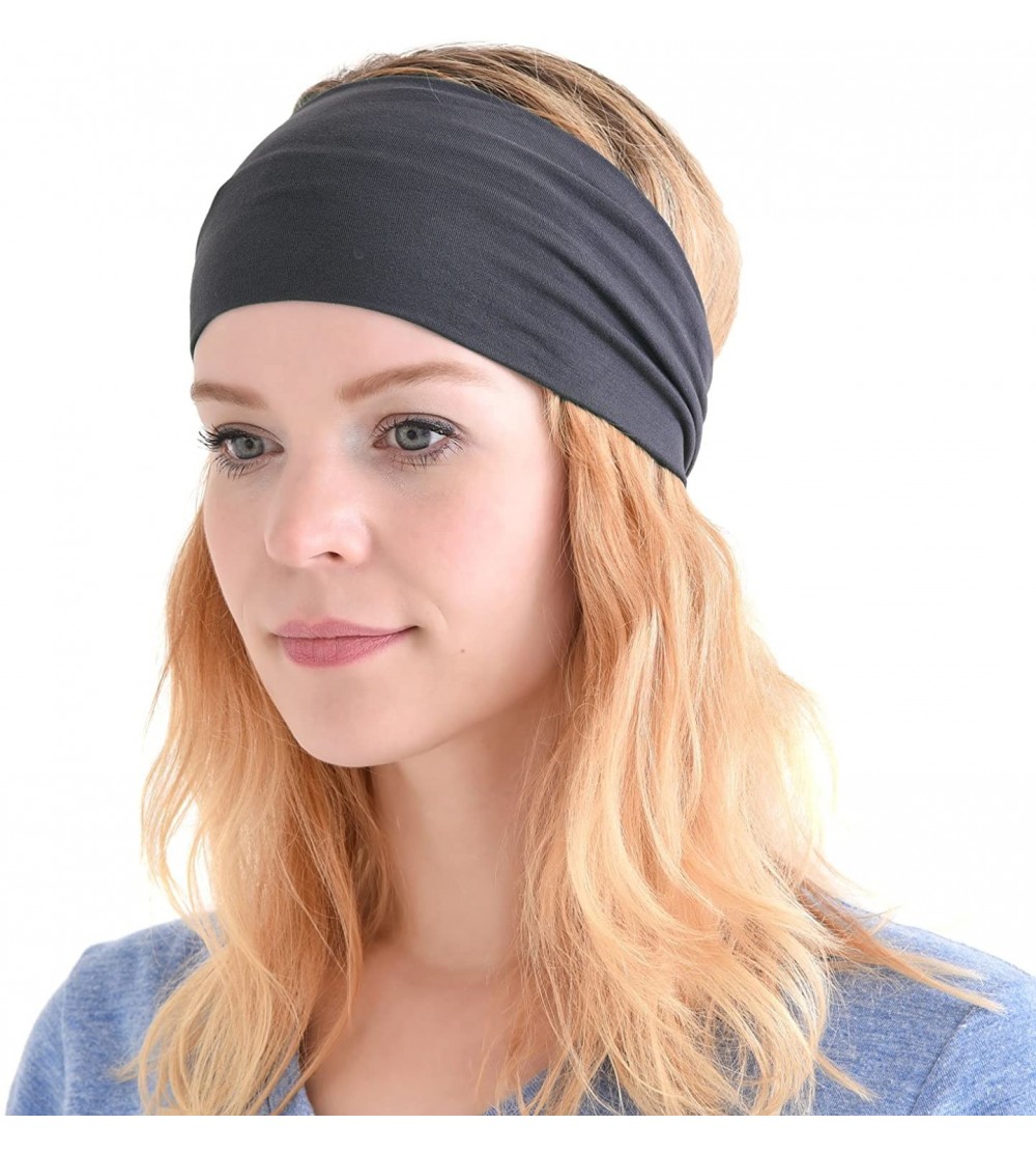Headbands Charm Womens Headband Running Bandana - Mens Workout Elastic Head Sweat Band - Dark Gray - C011IACDK17 $11.25