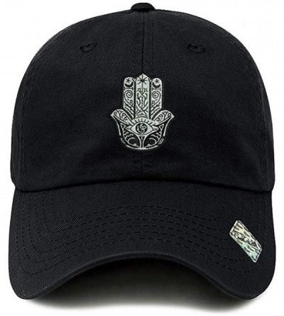 Baseball Caps Hamsa Dad Hat Cotton Baseball Cap Polo Style Low Profile - Black - CG188CSTC3L $14.61