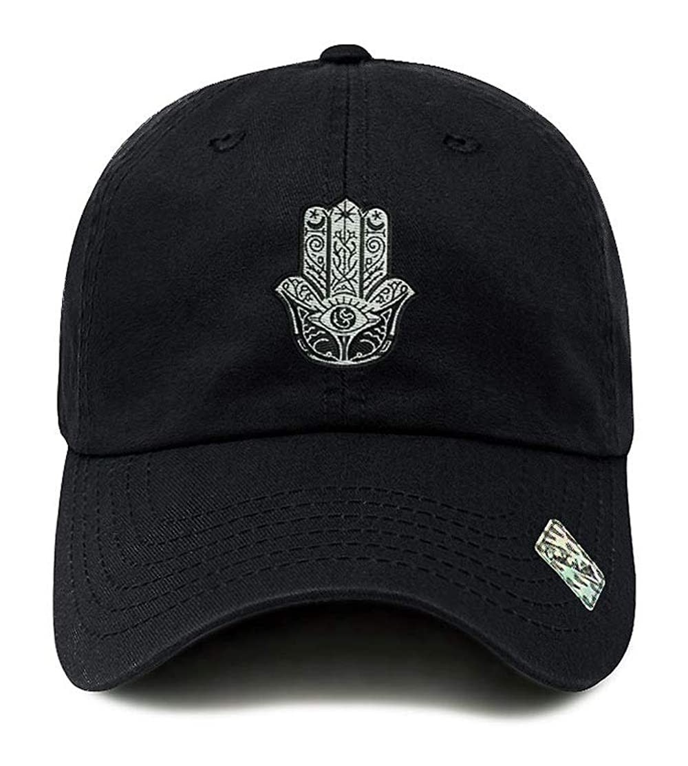 Baseball Caps Hamsa Dad Hat Cotton Baseball Cap Polo Style Low Profile - Black - CG188CSTC3L $14.61