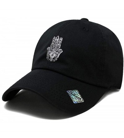 Baseball Caps Hamsa Dad Hat Cotton Baseball Cap Polo Style Low Profile - Black - CG188CSTC3L $14.61