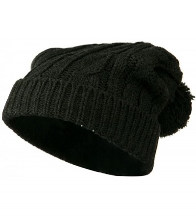 Skullies & Beanies Cable Knit Hat with Pom Pom - Grey W24S28F - CL11BKZAYH9 $11.03
