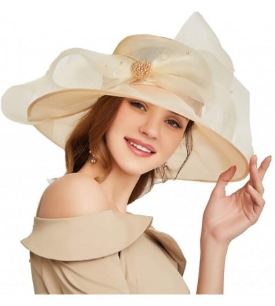 Sun Hats Accessories Women's Organza Kentucky Derby Hat Fashion New Ladies Multicolor Elegant Personality Sun Hat - Beige - C...