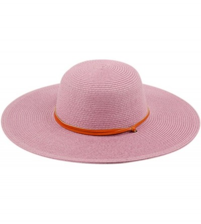 Sun Hats Women's Wide Brim Braided Sun Hat with Wind Lanyard Rated UPF 50+ Sun Protection-FL2403 - A Lavender - C1183RTZYGT $...