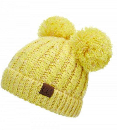 Skullies & Beanies Hatsandscarf Exclusives Cable Knit Double Pom Winter Beanie (HAT-60)(HAT-23) - Lemon Mix - CP18A7N6ZM6 $12.23