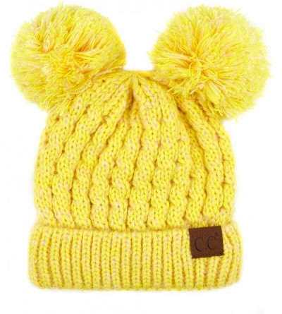 Skullies & Beanies Hatsandscarf Exclusives Cable Knit Double Pom Winter Beanie (HAT-60)(HAT-23) - Lemon Mix - CP18A7N6ZM6 $12.23