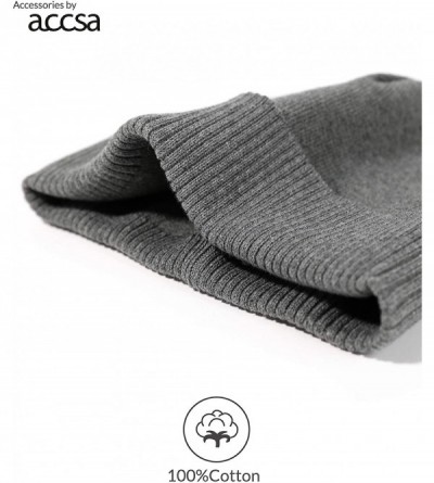 Skullies & Beanies Men Classic Beanie Warm Winter Soft 100% Cotton Knit Cuff Hat - Medium Grey - CL194R4XCKS $9.57