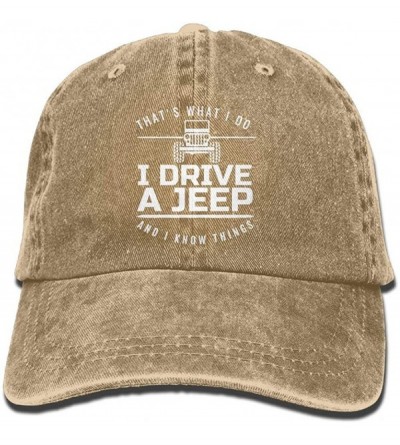 Baseball Caps I Drive A Jeep I Know Things Adjustable Baseball Caps Denim Hats Cowboy Sport Outdoor - CH18E834N85 $11.58