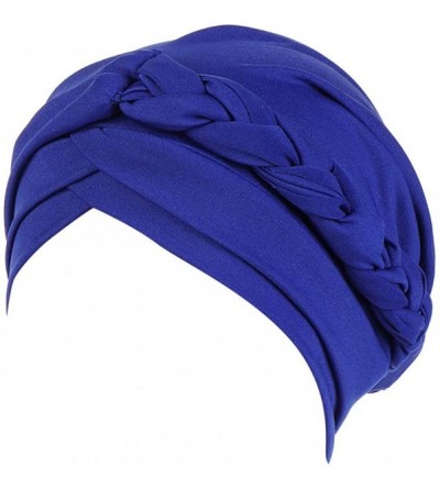 Skullies & Beanies Women Solid Plait India Hat Muslim Ruffle Cancer Chemo Beanie Turban Wrap Cap Summer Best 2019 New - Blue ...