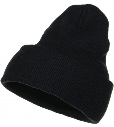 Skullies & Beanies Big Size Stretch ECO Cotton Long Beanie - Navy - CZ1156XI95L $18.89